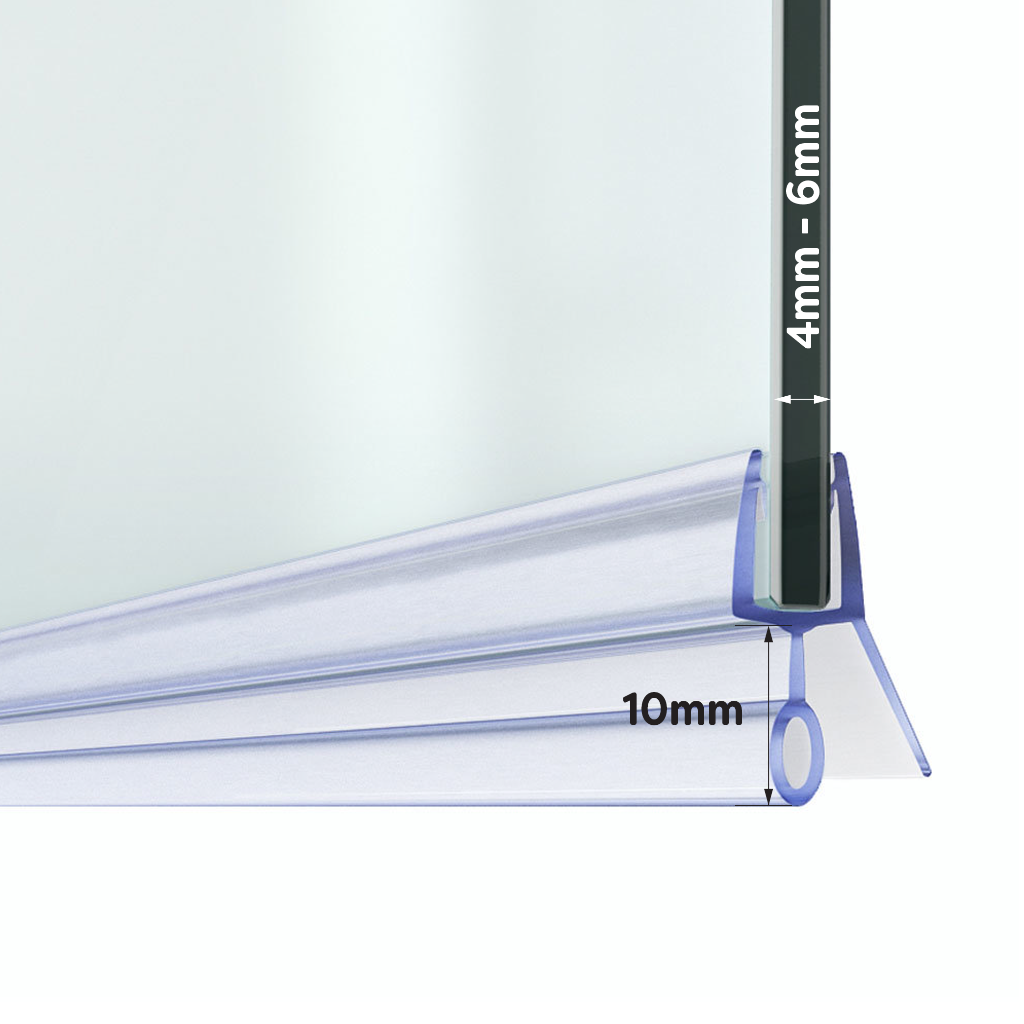 4-6mm Width, 10mm Gap Bath Shower Screen Door Seal Strip (Length 900mm) 2 4-6mm Width, 10mm Gap Bath Shower Screen Door Seal Strip (Length 900mm) - Image 2