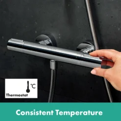 Hansgrohe Ecostat Element Shower Thermostat For Exposed Installation - Chrome -Victorian Plumbing Shop 13346000 l3