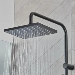 Hansgrohe Vernis Shape EcoSmart Showerpipe 230 Thermostatic Shower Mixer - Matt Black -Victorian Plumbing Shop 26097670 d3