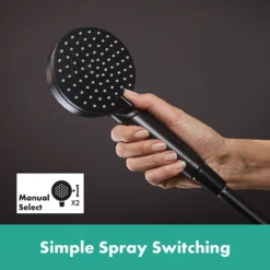 Hansgrohe Vernis Blend EcoSmart Vario 2 Spray Hand Shower - Matt Black -Victorian Plumbing Shop 26340670 d3