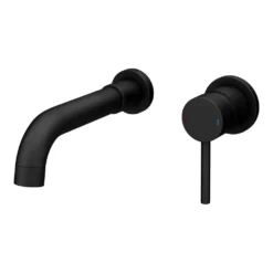 Arezzo Round Matt Black Wall Mounted (2TH) Basin Mixer Tap -Victorian Plumbing Shop 2wmtblk n l