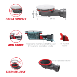 Wirquin Slim+ Extra Flat 90mm Shower Tray Waste - Chrome -Victorian Plumbing Shop 30723374