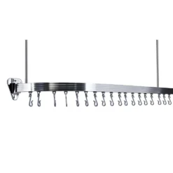 Aqualona Profile Shower Curtain Track And Hooks - Chrome