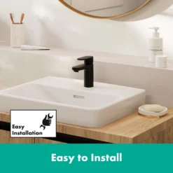 Hansgrohe Vernis Blend Single Lever Basin Mixer 100 Without Waste - Matt Black -Victorian Plumbing Shop 71580670 d4