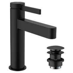 Hansgrohe Finoris Single Lever Basin Mixer 110 With Push-Open Waste - Matt Black -Victorian Plumbing Shop 76023670 1