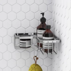 Milan Rectangular Corner Wire Soap Basket - Chrome