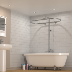 Croydex Wall Mounted Roll Top Bath Shower Curtain Rail - Chrome -Victorian Plumbing Shop ad210241wks l2