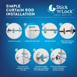 Croydex Stick N Lock Premium Telescopic Rod - Matt Black -Victorian Plumbing Shop ad230021 l1