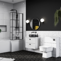 Arezzo Modern Square Thermostatic Shower - Matt Black -Victorian Plumbing Shop arz002 d5