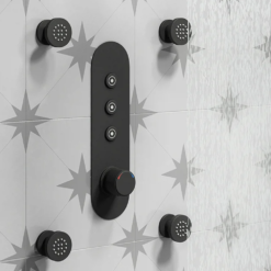 Arezzo Matt Black Body Jet - 4 X Slim Round Jets -Victorian Plumbing Shop arz4jsrmb l3