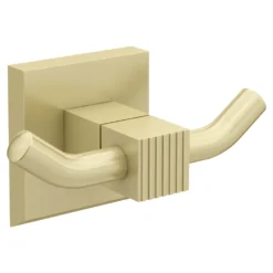 Arezzo Square Fluted Double Robe Hook - Brushed Brass