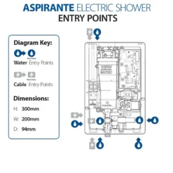 Triton - Aspirante 9.5kw Electric Shower - Brushed Steel -Victorian Plumbing Shop asp08brstla7