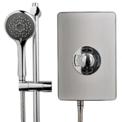 Triton - Aspirante 9.5kw Electric Shower - Brushed Steel -Victorian Plumbing Shop asp08brstll
