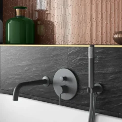 Arezzo Matt Black Wall Mounted Bath Spout 5 Arezzo Matt Black Wall Mounted Bath Spout -Victorian Plumbing Shop az140mb d2