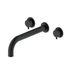 Arezzo Round Matt Black Wall Mounted (3TH) Bath Filler Tap