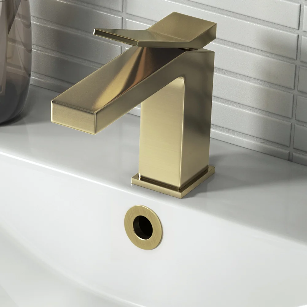 Arezzo Leva Mono Basin Mixer Tap Brushed Brass 3 Arezzo Leva Mono Basin Mixer Tap Brushed Brass - Image 3