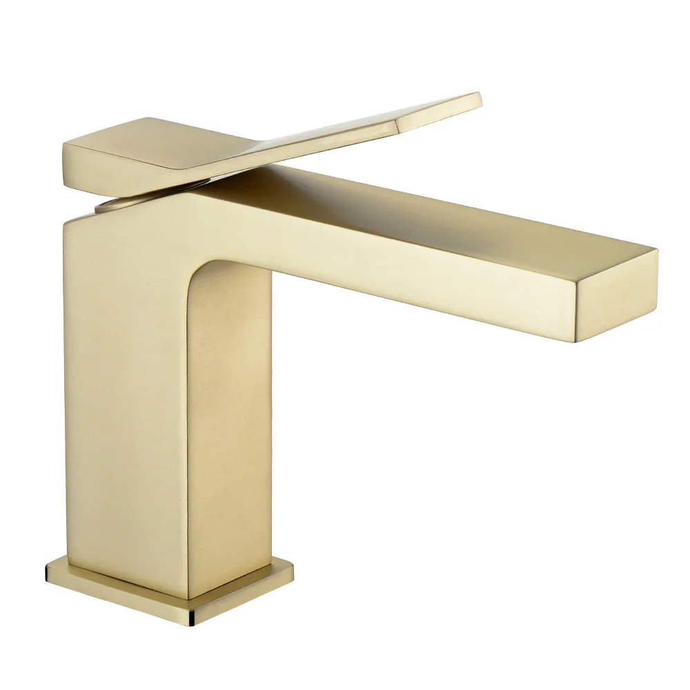 Arezzo Leva Mono Basin Mixer Tap Brushed Brass 4 Arezzo Leva Mono Basin Mixer Tap Brushed Brass - Image 4
