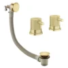 Arezzo Fluted Brushed Brass Deck Bath Side Valves With Freeflow Bath Filler