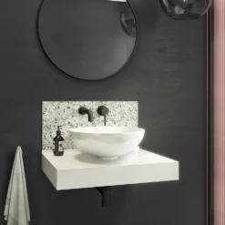 Arezzo Stone Resin Wall Mounted Basin Shelf (600mm Wide - Matt White) -Victorian Plumbing Shop az6mwslf d1