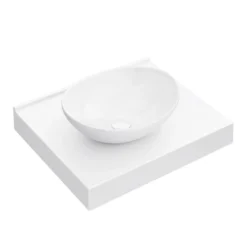 Arezzo Stone Resin Floating Basin Shelf Incl. Oval Basin - 600mm Wide -Victorian Plumbing Shop az6mwslfb1 l