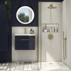 Arezzo Round Brushed Brass Outlet Elbow With Parking Bracket, Flex & Handset