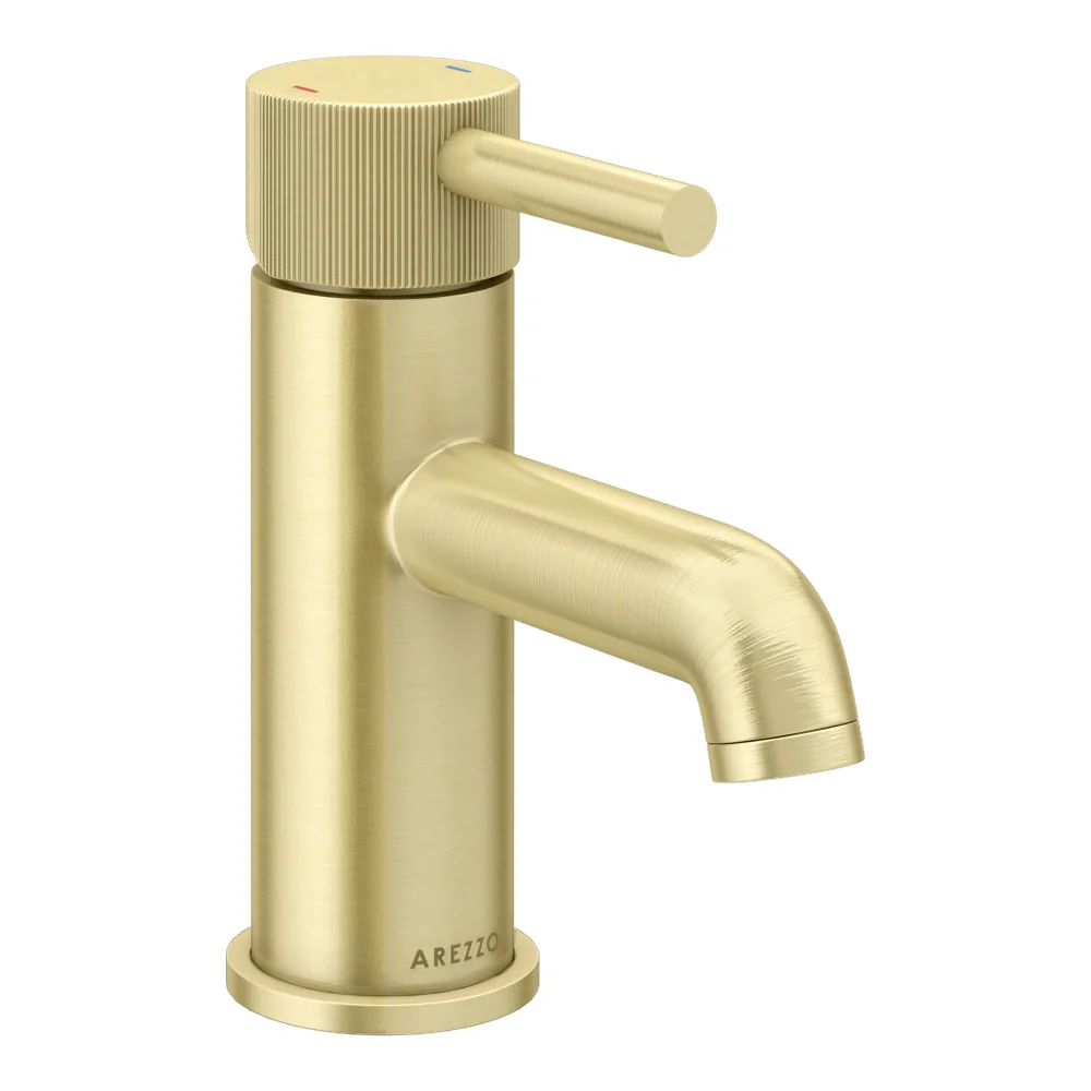 Arezzo Fluted Round Brushed Brass Basin Mono Mixer 4 Arezzo Fluted Round Brushed Brass Basin Mono Mixer - Image 4