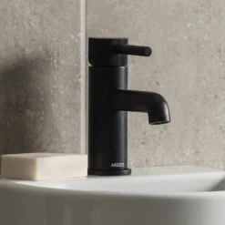 Arezzo Fluted Round Matt Black Basin Mono Mixer -Victorian Plumbing Shop az8tmbf d8