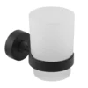 Arezzo Frosted Glass Tumbler + Matt Black Holder -Victorian Plumbing Shop azb321lrg