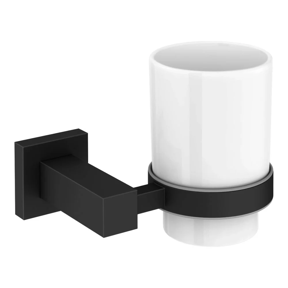 Arezzo Matt Black Tumbler Holder & Cup 2 Arezzo Matt Black Tumbler Holder & Cup - Image 2