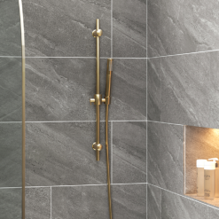 Arezzo Brushed Brass Modern Slide Rail Kit With Pencil Shower Handset -Victorian Plumbing Shop azbb8sr l4