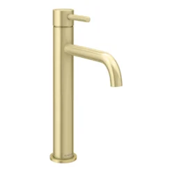 Arezzo Round Brushed Brass High Rise Mono Basin Mixer Tap -Victorian Plumbing Shop azbbhrt d1a