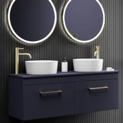 Arezzo Round Brushed Brass High Rise Mono Basin Mixer Tap -Victorian Plumbing Shop azbbhrt d6