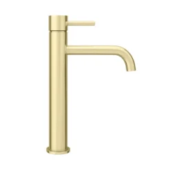 Arezzo Round Brushed Brass High Rise Mono Basin Mixer Tap -Victorian Plumbing Shop azbbhrt n d3