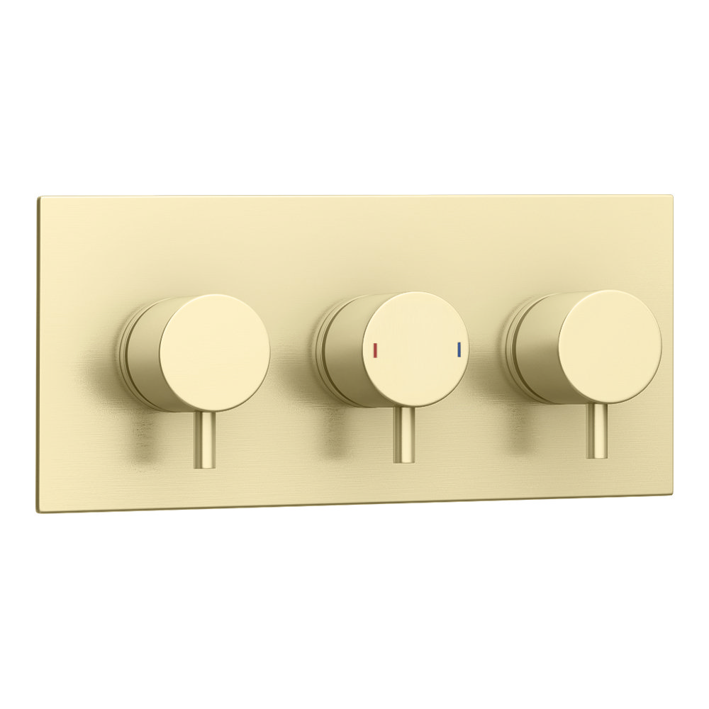 Arezzo Round Triple Concealed Thermostatic Shower Valve With Diverter - Brushed Brass 2 Arezzo Round Triple Concealed Thermostatic Shower Valve With Diverter - Brushed Brass - Image 2