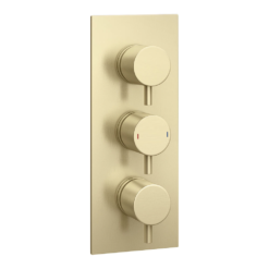 Arezzo Round Triple Concealed Thermostatic Shower Valve With Diverter - Brushed Brass