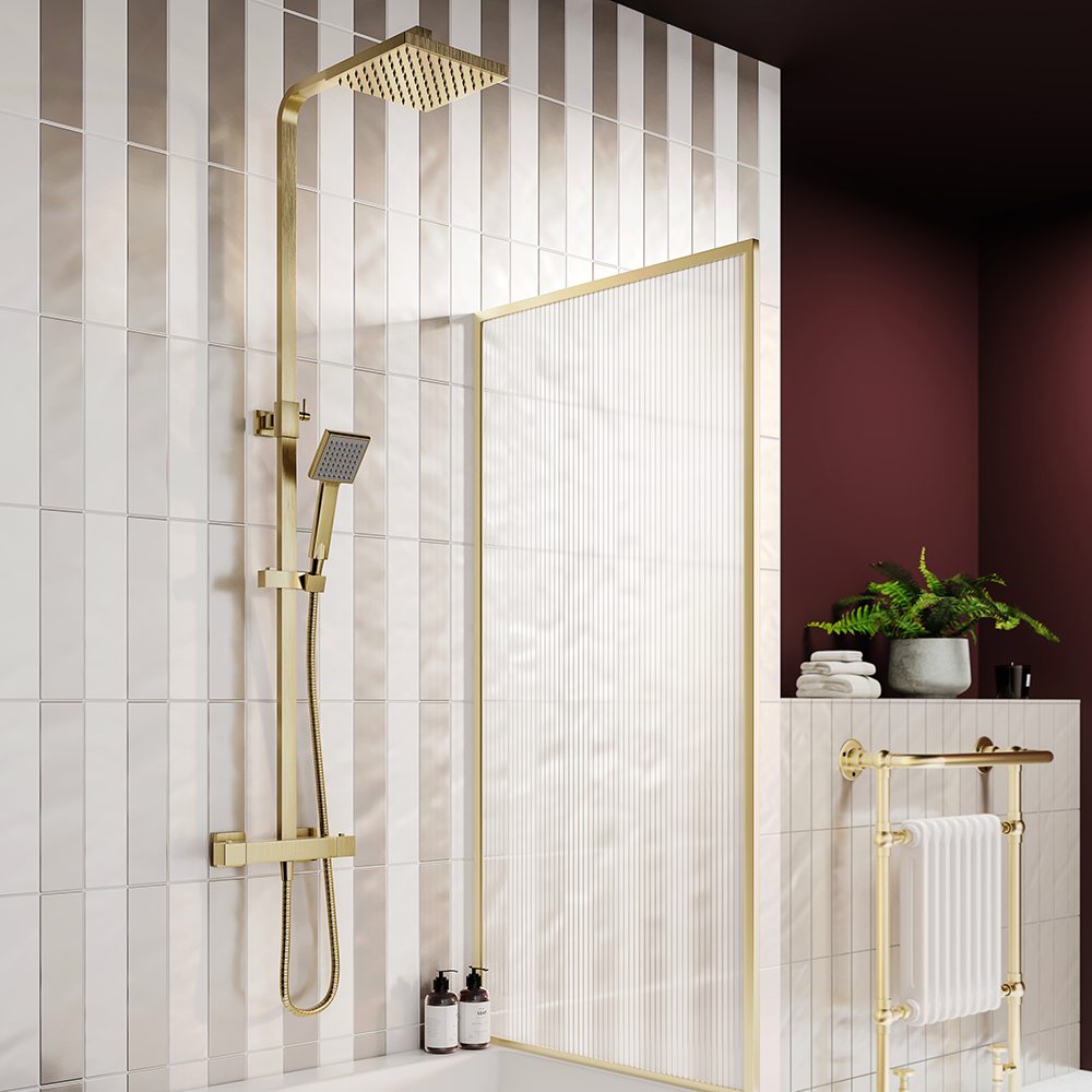 Arezzo Square Thermostatic Shower - Brushed Brass 2 Arezzo Square Thermostatic Shower - Brushed Brass - Image 2
