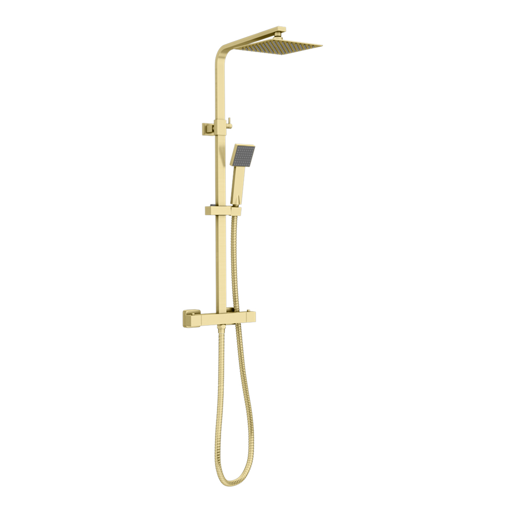 Arezzo Square Thermostatic Shower - Brushed Brass 1 Arezzo Square Thermostatic Shower - Brushed Brass