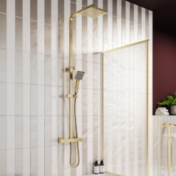 Arezzo Square Thermostatic Shower - Brushed Brass 7 Arezzo Square Thermostatic Shower - Brushed Brass -Victorian Plumbing Shop azbbsq2 l3
