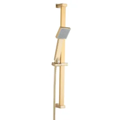 Arezzo Brushed Brass Square Modern Slide Rail Kit With Shower Handset