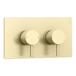 Arezzo Brushed Brass Round Shower Package With Concealed Valve + Head -Victorian Plumbing Shop azbbsv d2b