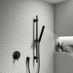 Arezzo Matt Black Round Concealed Manual Shower Valve