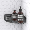 Arezzo Matt Black Wire Corner Shower Basket -Victorian Plumbing Shop azblk27 n l