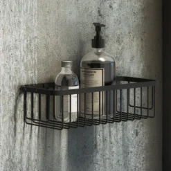 Arezzo Matt Black 300mm Wire Shower Basket -Victorian Plumbing Shop azblk29nl