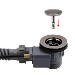 Arezzo Gunmetal Grey Bath Pop-up Waste & Overflow -Victorian Plumbing Shop azgmbwd2