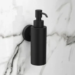 Arezzo Matt Black Round Wall Mounted Soap Dispenser