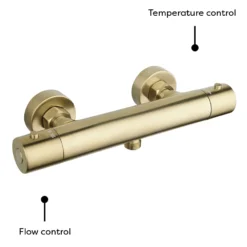 Arezzo Brushed Brass Round Thermostatic Bar Shower Valve -Victorian Plumbing Shop azrdbbnd4