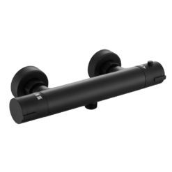 Arezzo Matt Black Round Thermostatic Bar Shower Valve -Victorian Plumbing Shop azrdbbv l2