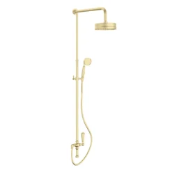 Arezzo Brushed Brass Rigid Riser Kit With Shower Head, Handshower & Diverter