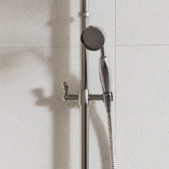 Arezzo Chrome Rigid Riser Kit With Shower Head, Handshower & Diverter -Victorian Plumbing Shop azrr03ch d5