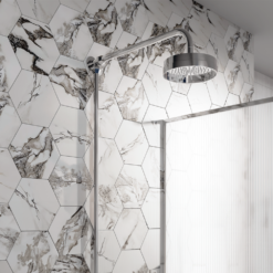 Arezzo Chrome Rigid Riser Kit With 195mm Round Overhead Drench Shower Head -Victorian Plumbing Shop azrr04 d1a